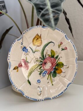Hand Painted Made in Italy Floral Ceramic Plate